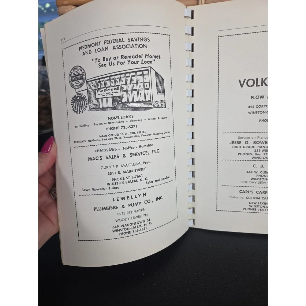 Konnoak Hills Moravian Church Cookbook Winston-Salem NC‎ 1969 Spiral